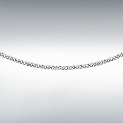 18ct White Gold Diamond Cut Curb Chain Link 18" Necklace