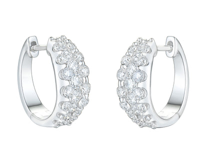 18ct White Gold Diamond Set 1.29ct Graduated Hoop Earrings