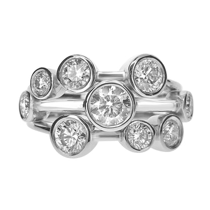 18ct White Gold Diamond Set Bubble Dress Ring