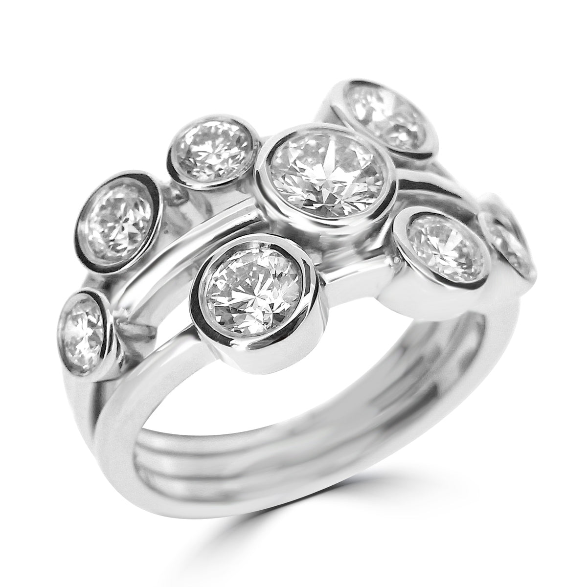 18ct White Gold Diamond Set Bubble Dress Ring
