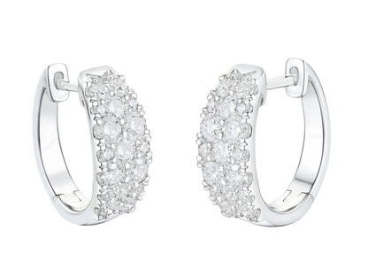 18ct White Gold Diamond Set 1.29ct Graduated Hoop Earrings