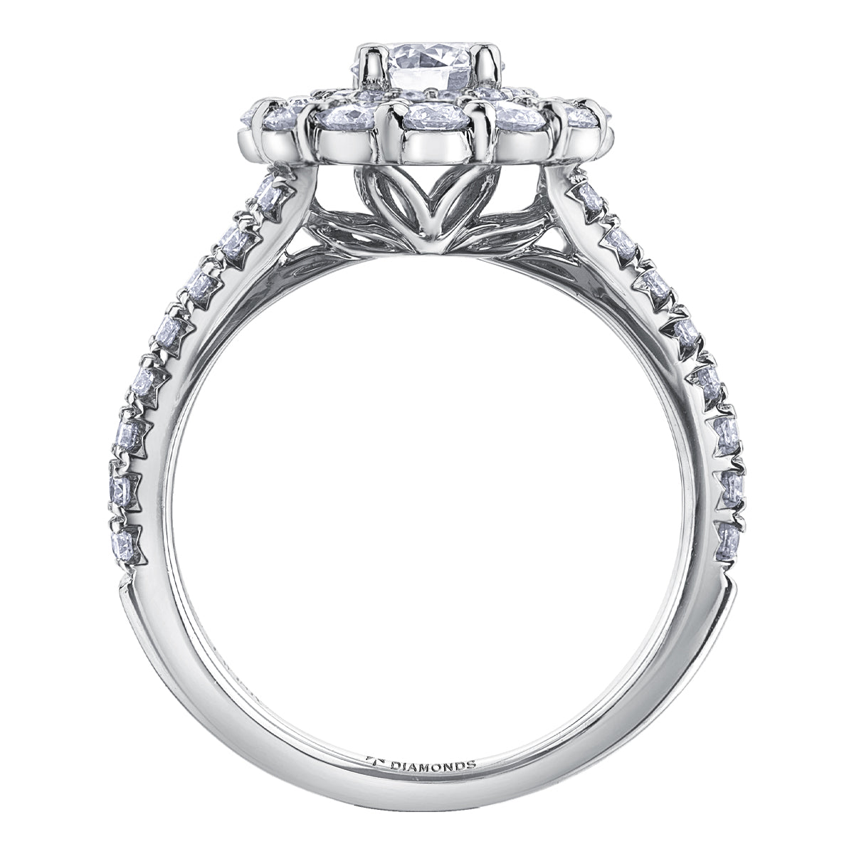 18ct White Gold Maple Leaf Diamond Set 1.51ct Fancy Cluster Dress Ring