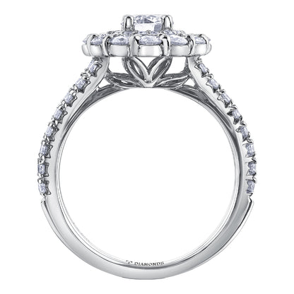 18ct White Gold Maple Leaf Diamond Set 1.51ct Fancy Cluster Dress Ring