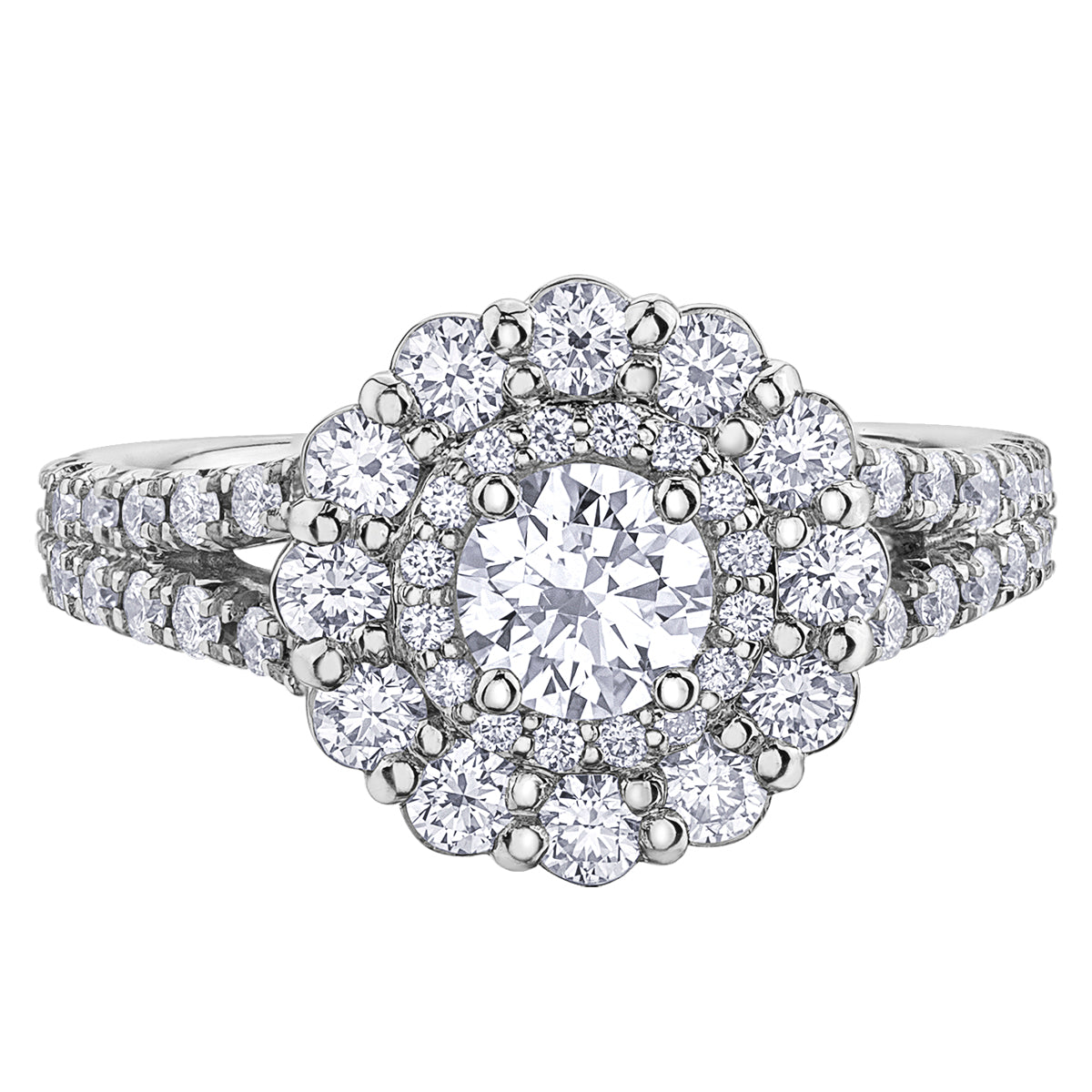 18ct White Gold Maple Leaf Diamond Set 1.51ct Fancy Cluster Dress Ring