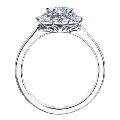 18ct White Gold Multi-Cut Maple Leaf Diamond Set 0.92ct Fancy Cluster Dress Ring