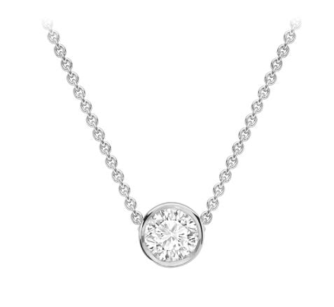 18ct White Gold Rubover Set 0.14ct Diamond Slider Pendant Necklace