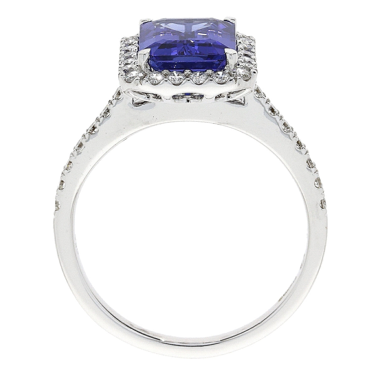 18ct White Gold Tanzanite & Diamond Set Cluster Ring
