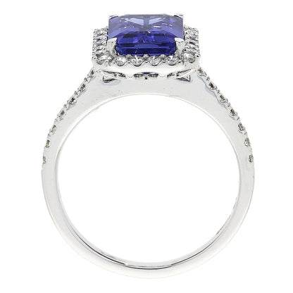18ct White Gold Tanzanite & Diamond Set Cluster Ring
