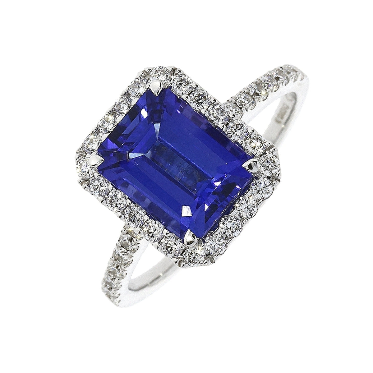 18ct White Gold Tanzanite & Diamond Set Cluster Ring