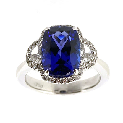 18ct White Gold Tanzanite & Diamond Set Fancy Cluster Ring