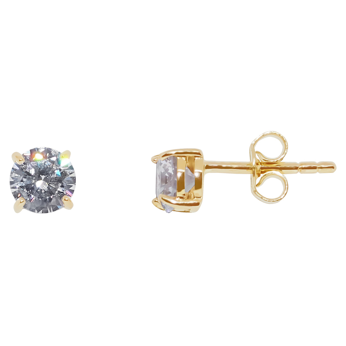 9ct Gold 4 Claw Set 5mm Cubic Zirconia Stud Earrings