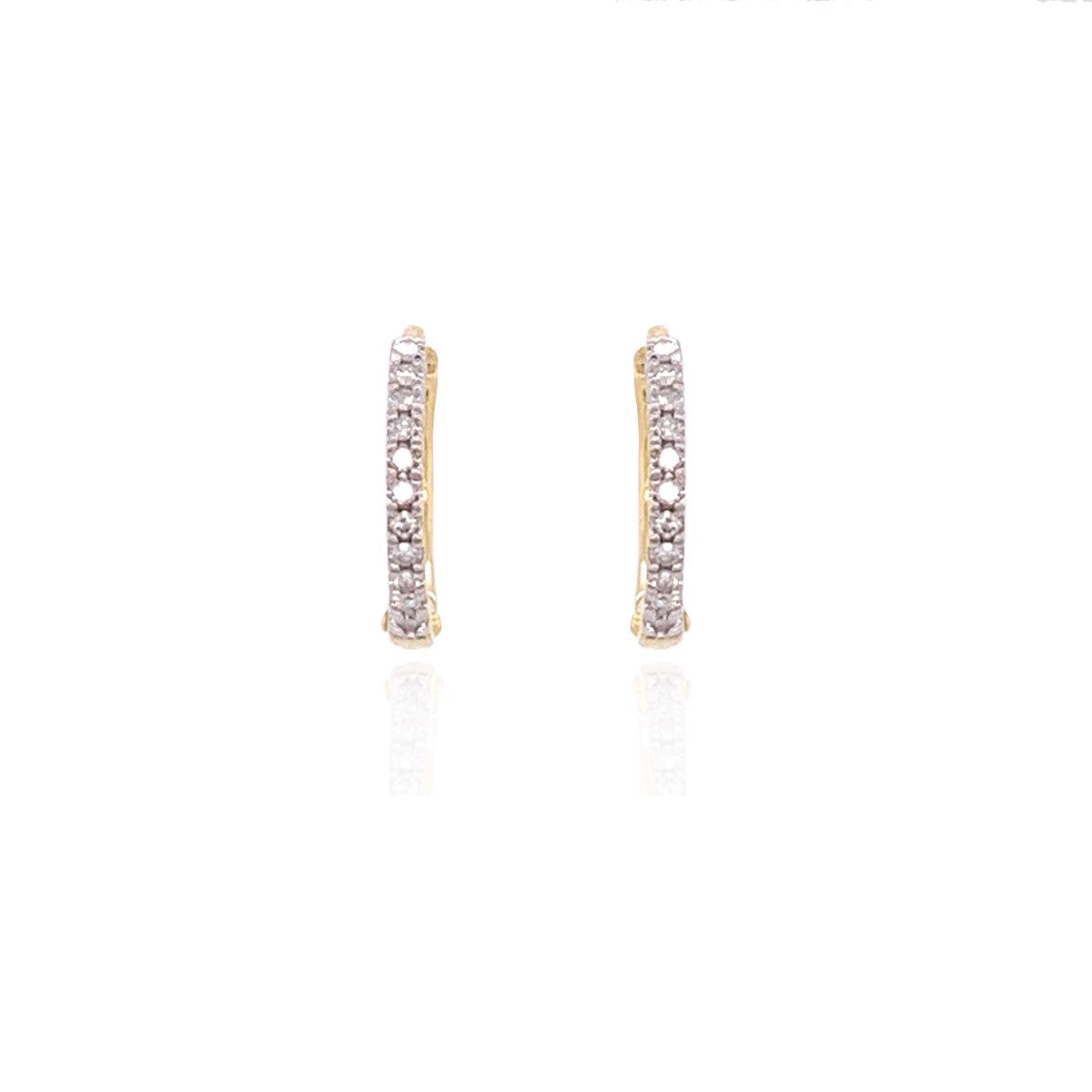 9ct Gold Claw Set Diamond Hoop Earrings