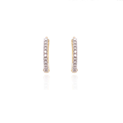 9ct Gold Claw Set Diamond Hoop Earrings