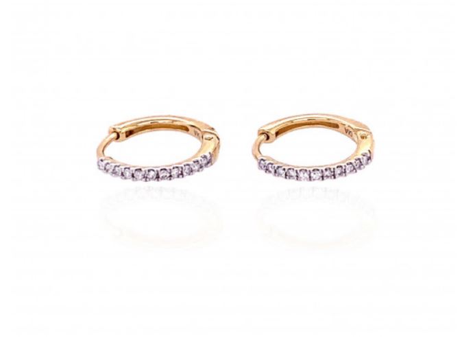 9ct Gold Claw Set Diamond Hoop Earrings