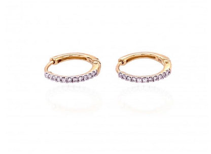 9ct Gold Claw Set Diamond Hoop Earrings