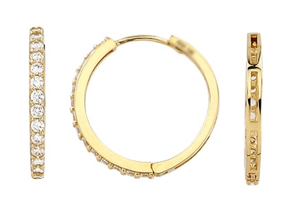 9ct Gold Cubic Zirconia Set Hoop Earrings