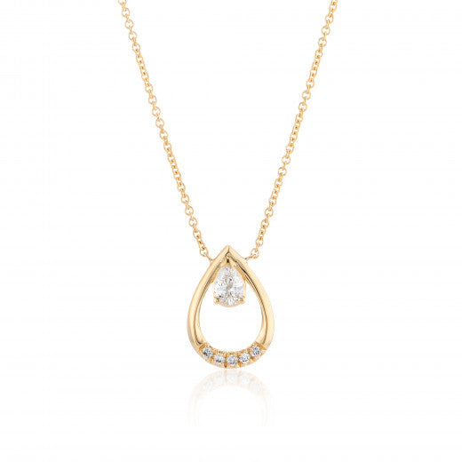 9ct Gold Diamond Teardrop Pendant Necklace