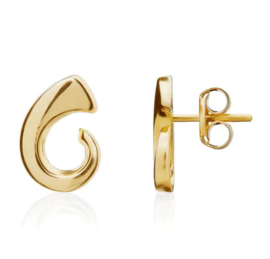9ct Gold Openwork Swirl Tusk Stud Earrings