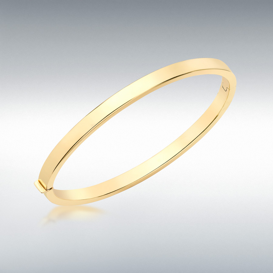9ct Gold Oval Rectangular Tube Hinged Bangle