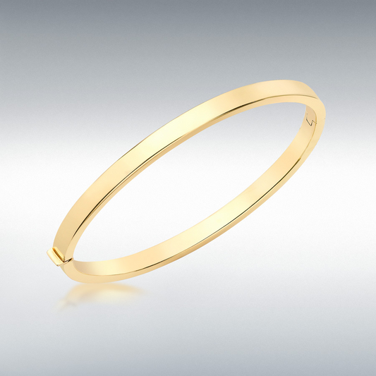 9ct Gold Oval Rectangular Tube Hinged Bangle