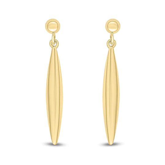 9ct Gold Polished Marquise Drop Earrings