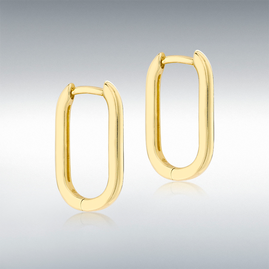 9ct Gold Polished Rectangular Huggy Hoop Earrings (Medium)