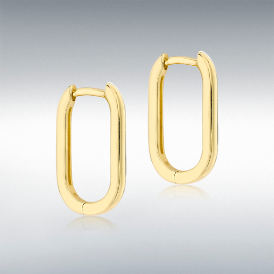9ct Gold Polished Rectangular Huggy Hoop Earrings (Medium)