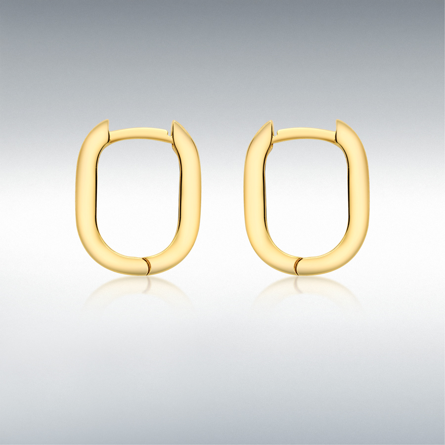 9ct Gold Polished Rectangular Huggy Hoop Earrings (Small)