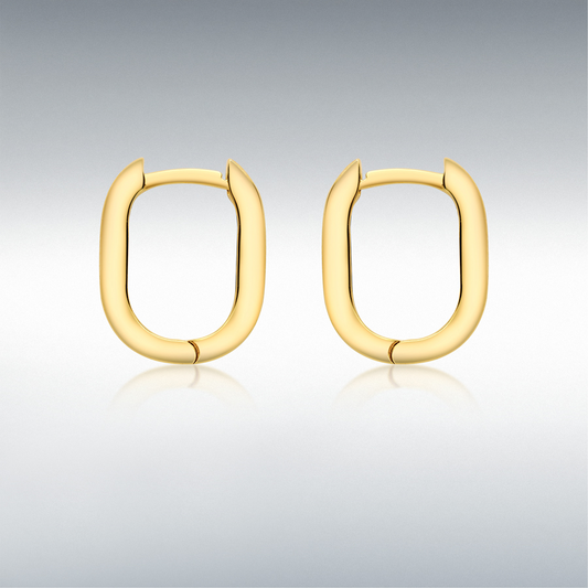 9ct Gold Polished Rectangular Huggy Hoop Earrings (Small)