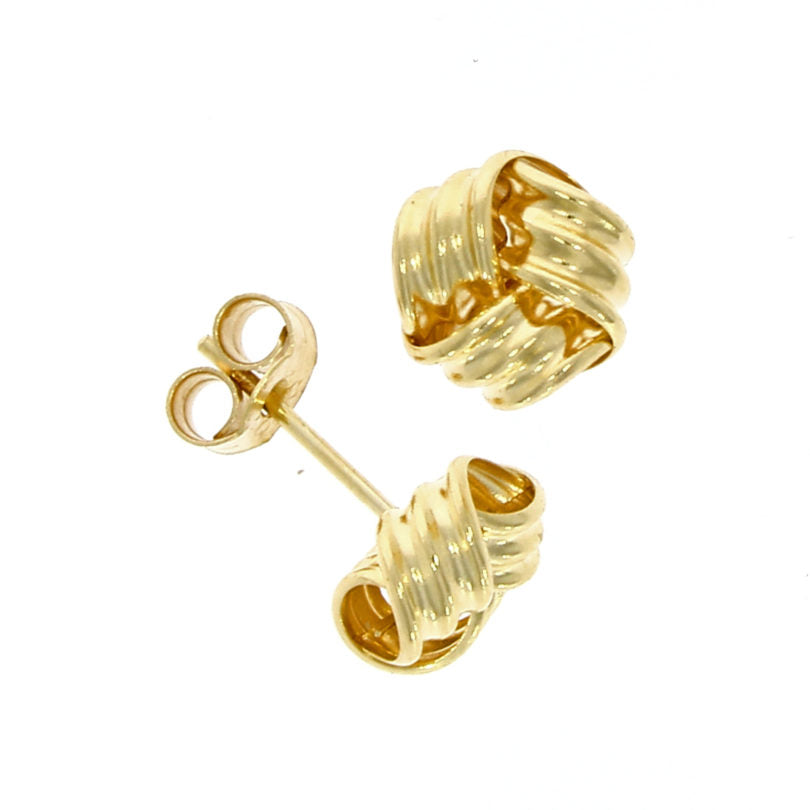 9ct Gold Ribbed Knot Stud Earrings