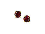 9ct Gold Round Garnet Claw Set Stud Earrings