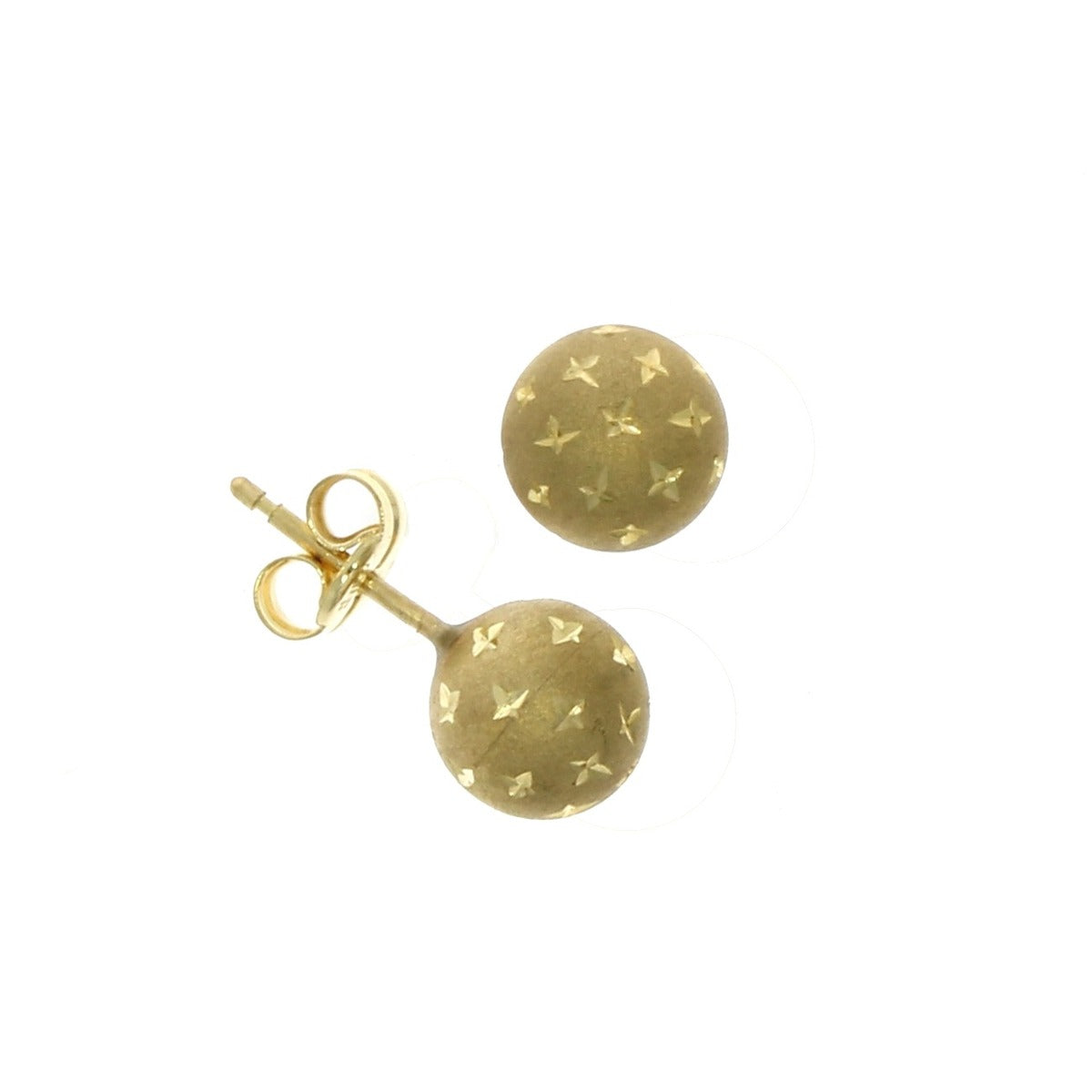 9ct Gold Satin Star Ball Stud Earrings (7mm)