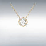 9ct Gold Slider Cubic Zirconia Halo Cluster Pendant Necklace