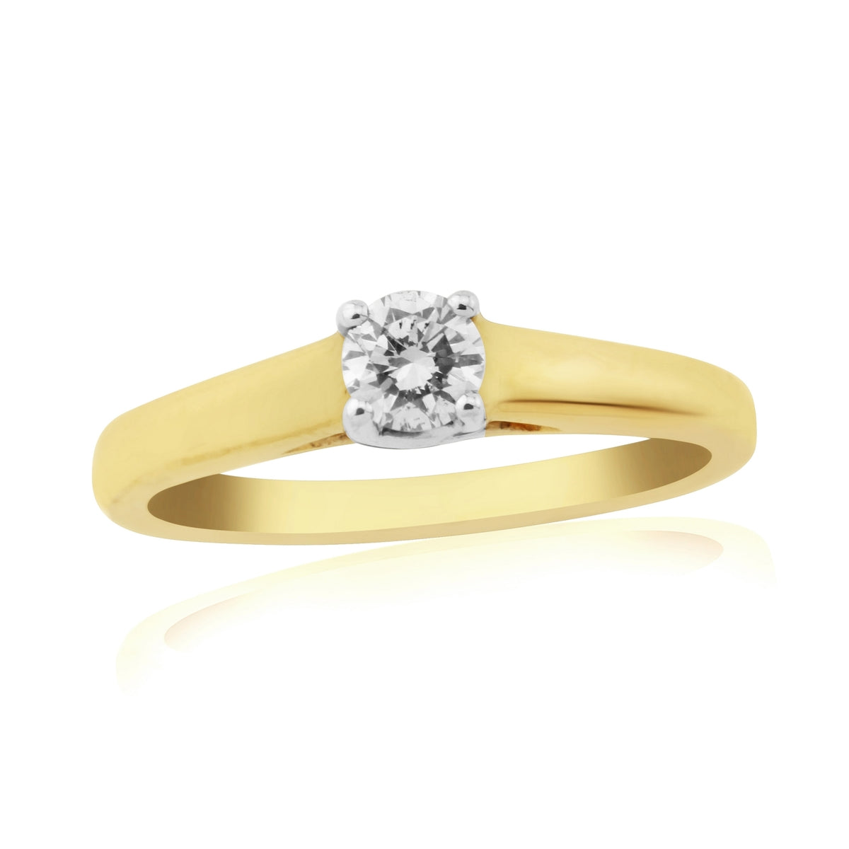 9ct Gold Solitaire 4 Claw Set 0.25ct Single Stone Diamond Ring