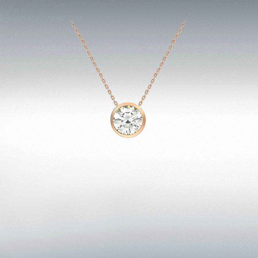 9ct Rose Gold Cubic Zirconia Set Slider Pendant Necklace