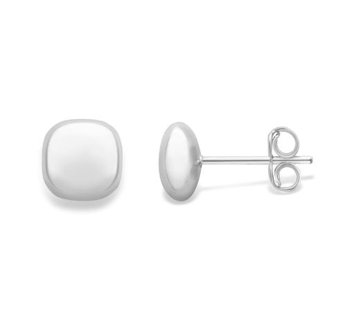 9ct White Gold 7mm Square Stud Earrings