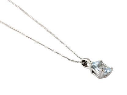 9ct White Gold Aquamarine & Diamond Set Pendant Necklace