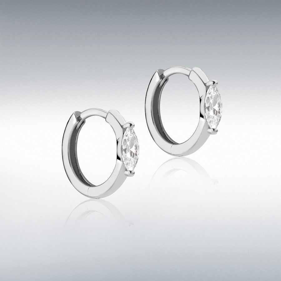9ct White Gold & CZ Huggy Hoop Earrings