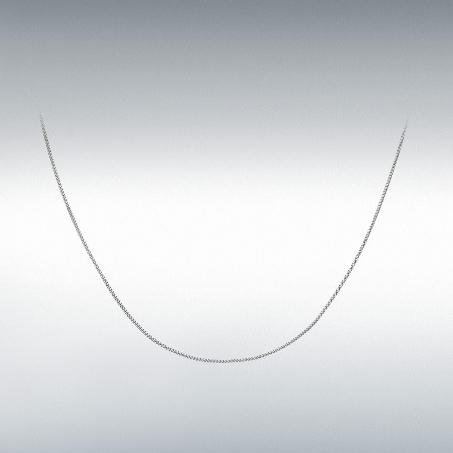 9ct White Gold Diamond Cut Curb Chain Link 20" Necklace