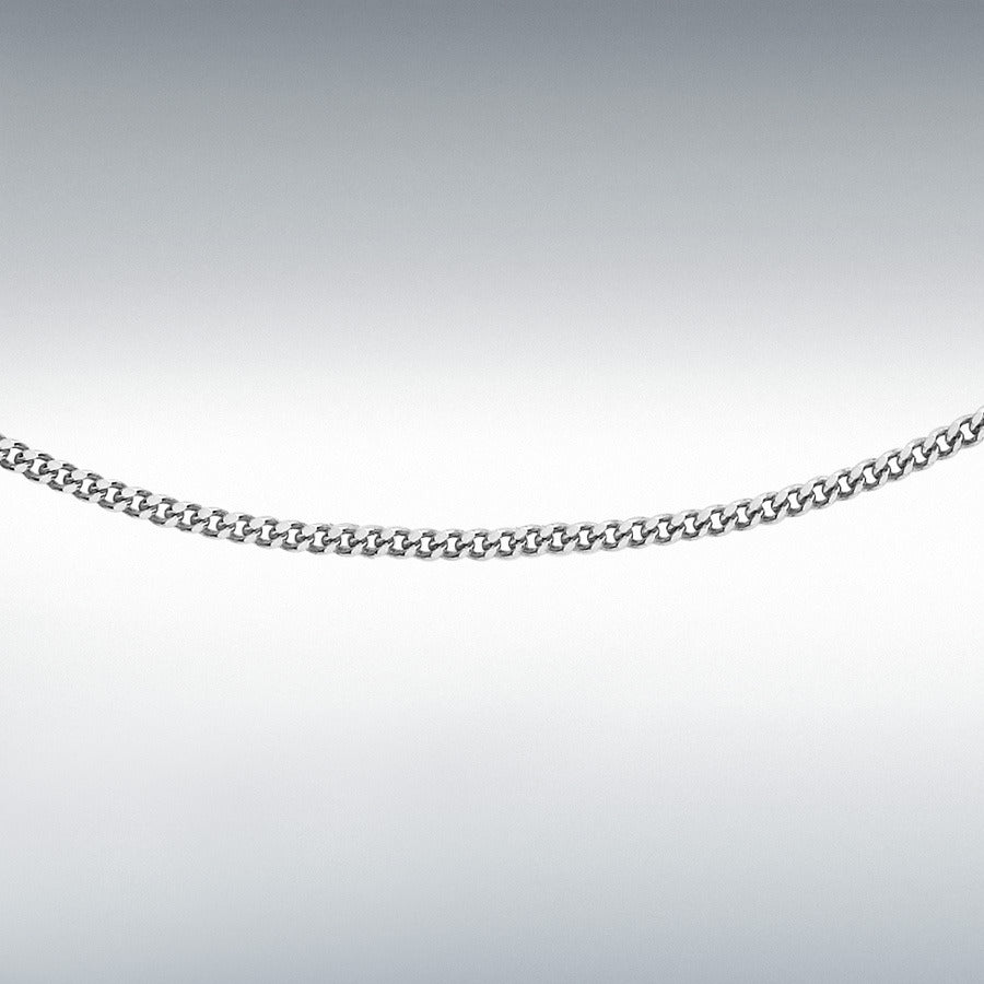 9ct White Gold Diamond Cut Curb Chain Link 20" Necklace