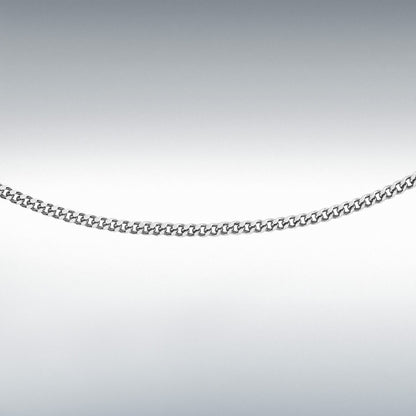 9ct White Gold Diamond Cut Curb Chain Link 20" Necklace