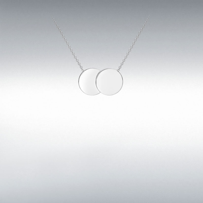 9ct White Gold Double Disc Pendant Necklace – TB Mitchell