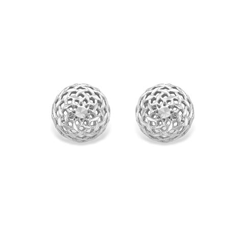 9ct White Gold Openwork Filigree Stud Earrings