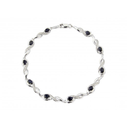 9ct White Gold Oval Sapphire Diamond Set Bracelet TB Mitchell 9ct-white-gold-oval-sapphire-diamond-set-bracelet-tb-mitchell