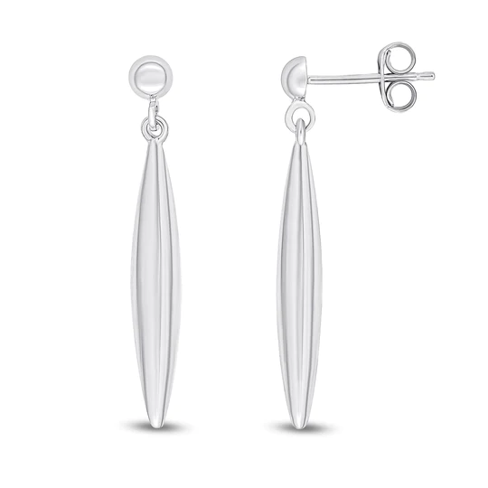 9ct White Gold Polished Marquise Drop Earrings