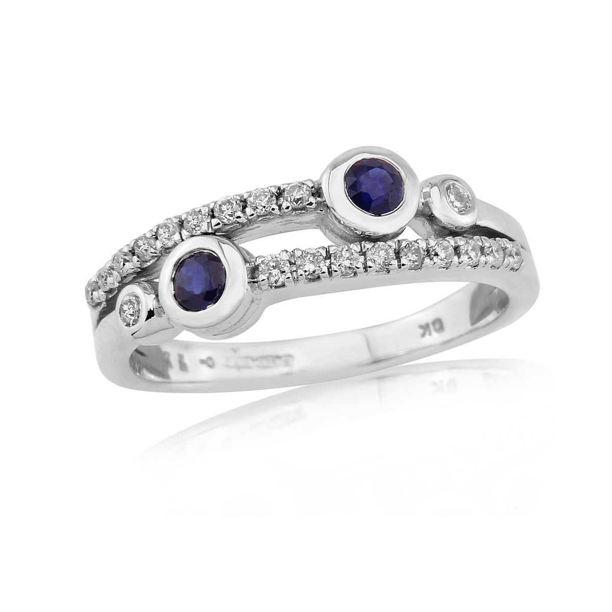 9ct White Gold Sapphire & Diamond Set Bubble Dress Ring