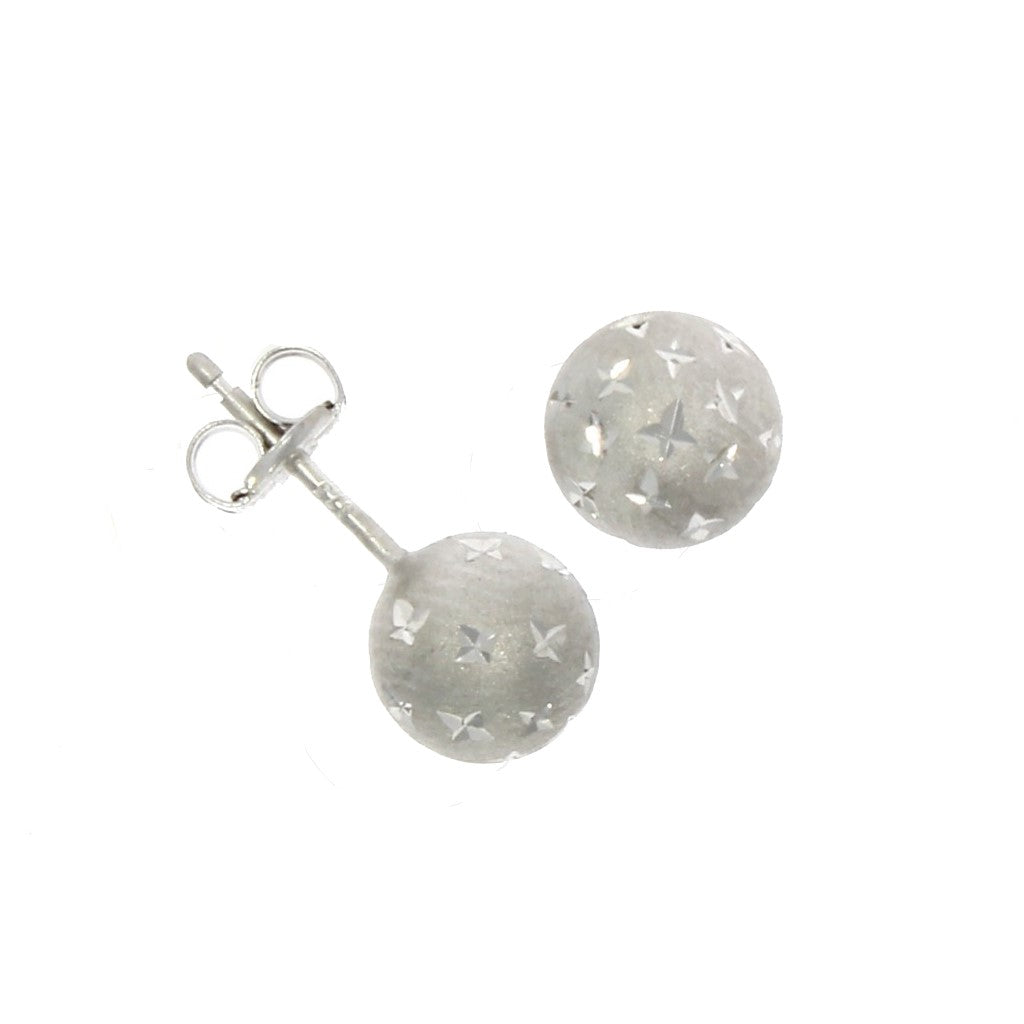 9ct White Gold Satin Star Ball Stud Earrings (7mm)