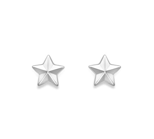9ct White Gold Star Stud Earrings