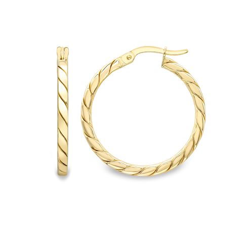 9ct Yellow Gold 20mm Twist Hoop Earrings