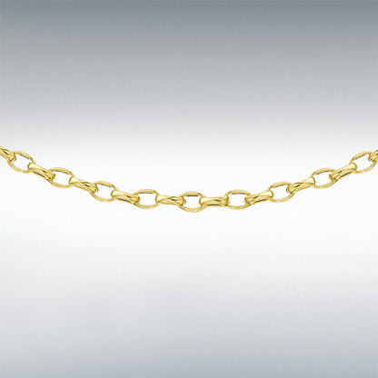 9ct Yellow Gold Diamond Cut Belcher Chain Link 18" Necklace
